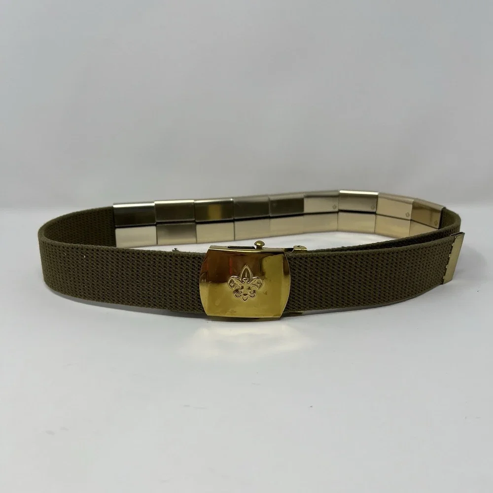 Vintage Boy Scouts Of America Belt Brass Buckle Made In‎ USA w/ 9 Merit Slides